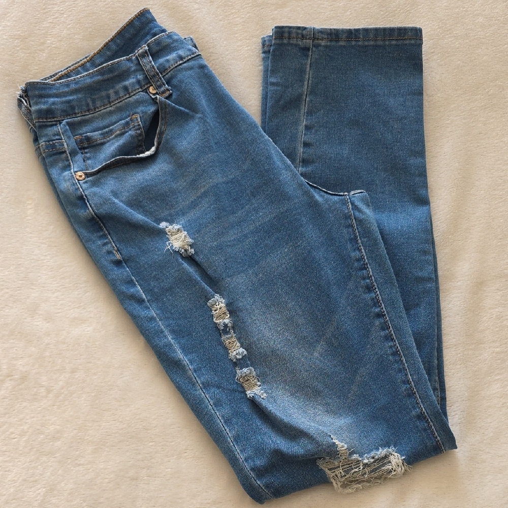 Trendy Distressed Denim Skinny Jeans